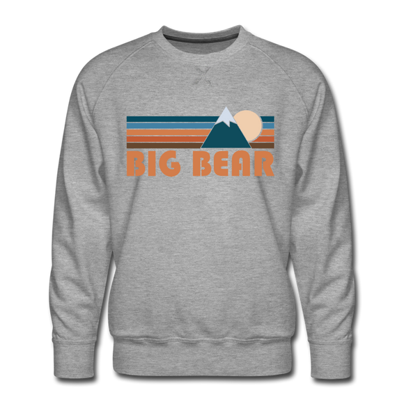 Premium Big Bear, California Sweatshirt - Retro Mountain Premium Men's Big Bear Sweatshirt - heather grey