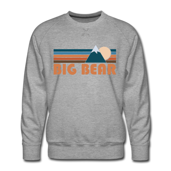 Premium Big Bear, California Sweatshirt - Retro Mountain Premium Men's Big Bear Sweatshirt - heather grey