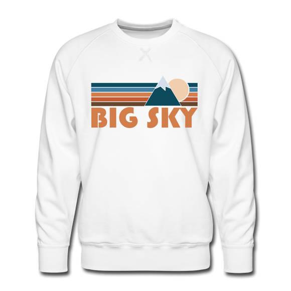 Premium Big Sky, Montana Sweatshirt - Retro Mountain Premium Men's Big Sky Sweatshirt - white