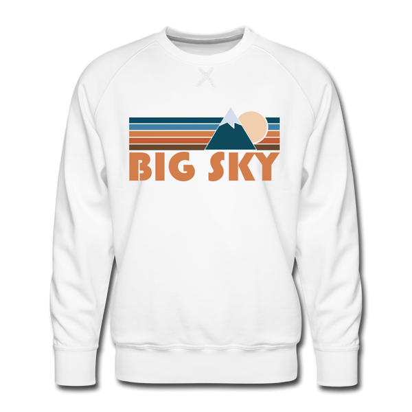 Premium Big Sky, Montana Sweatshirt - Retro Mountain Premium Men's Big Sky Sweatshirt - white