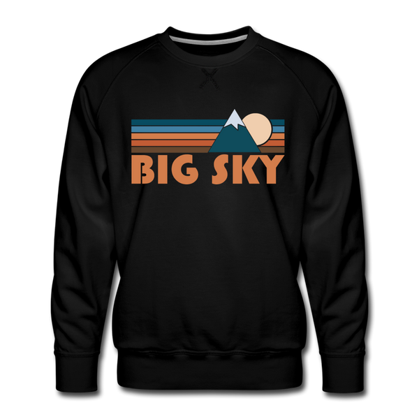 Premium Big Sky, Montana Sweatshirt - Retro Mountain Premium Men's Big Sky Sweatshirt - black