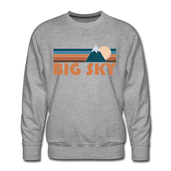 Premium Big Sky, Montana Sweatshirt - Retro Mountain Premium Men's Big Sky Sweatshirt - heather grey