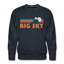 Premium Big Sky, Montana Sweatshirt - Retro Mountain Premium Men's Big Sky Sweatshirt - navy
