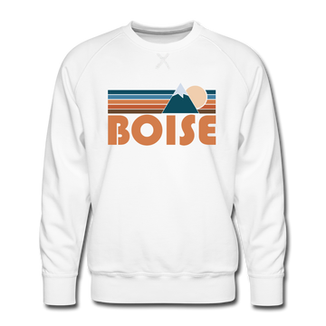 Premium Boise, Idaho Sweatshirt - Retro Mountain Premium Men's Boise Sweatshirt - white