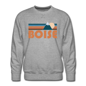Premium Boise, Idaho Sweatshirt - Retro Mountain Premium Men's Boise Sweatshirt - heather grey