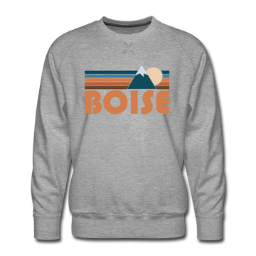 Premium Boise, Idaho Sweatshirt - Retro Mountain Premium Men's Boise Sweatshirt - heather grey