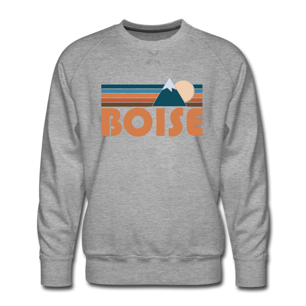 Premium Boise, Idaho Sweatshirt - Retro Mountain Premium Men's Boise Sweatshirt - heather grey