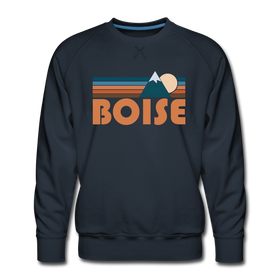 Premium Boise, Idaho Sweatshirt - Retro Mountain Premium Men's Boise Sweatshirt - navy