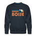 Premium Boise, Idaho Sweatshirt - Retro Mountain Premium Men's Boise Sweatshirt - navy