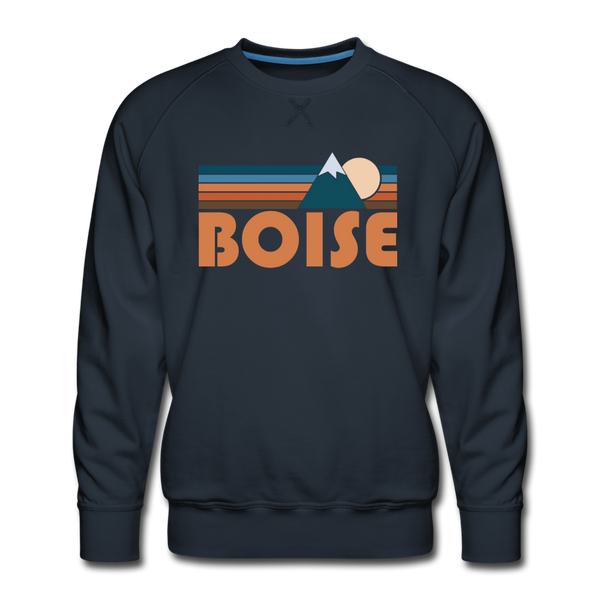 Premium Boise, Idaho Sweatshirt - Retro Mountain Premium Men's Boise Sweatshirt - navy