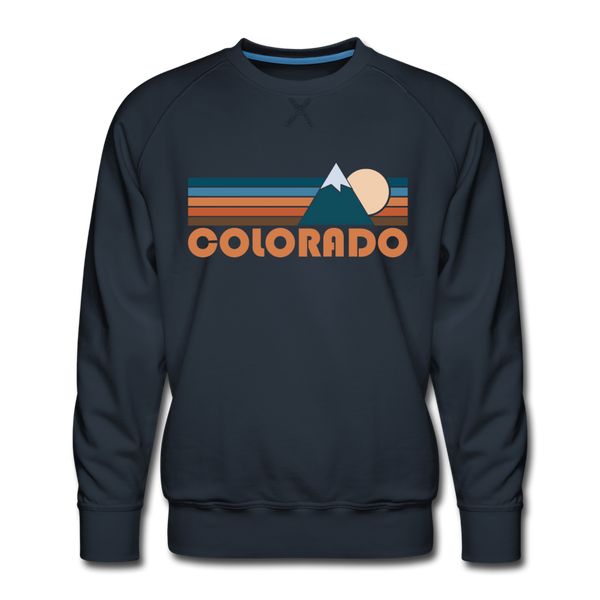 Premium Colorado Sweatshirt - Retro Mountain Premium Men's Colorado Sweatshirt - navy
