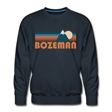 Premium Bozeman, Montana Sweatshirt - Retro Mountain Premium Men's Bozeman Sweatshirt - navy