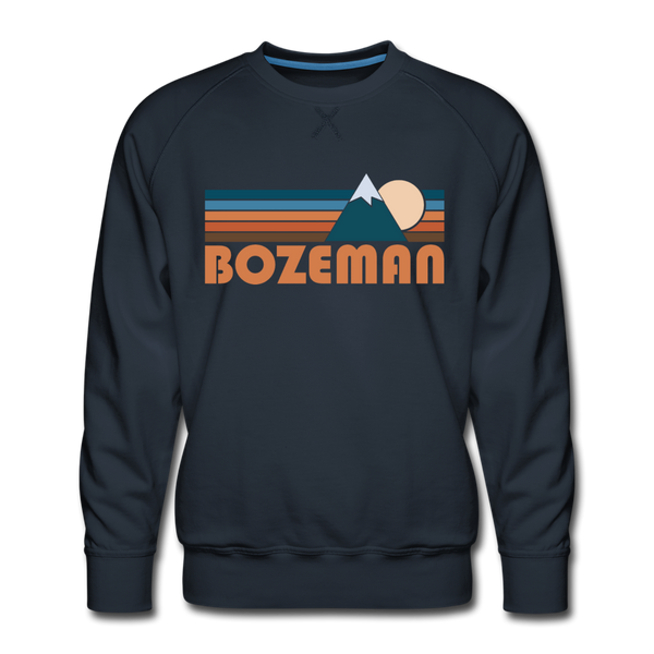 Premium Bozeman, Montana Sweatshirt - Retro Mountain Premium Men's Bozeman Sweatshirt - navy