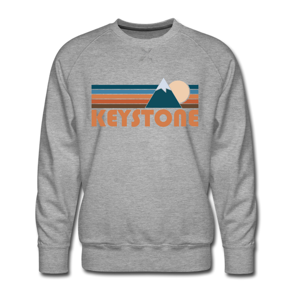 Premium Keystone, Colorado Sweatshirt - Retro Mountain Premium Men's Keystone Sweatshirt - heather grey