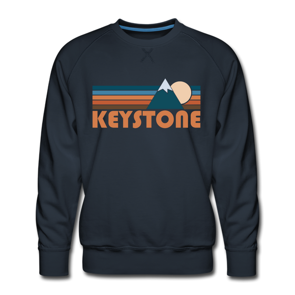 Premium Keystone, Colorado Sweatshirt - Retro Mountain Premium Men's Keystone Sweatshirt - navy