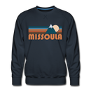 Premium Missoula, Montana Sweatshirt - Retro Mountain Premium Men's Missoula Sweatshirt - navy