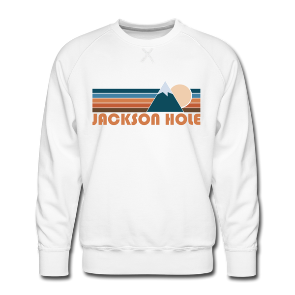 Premium Jackson Hole, Wyoming Sweatshirt - Retro Mountain Premium Men's Jackson Hole Sweatshirt - white