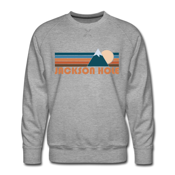 Premium Jackson Hole, Wyoming Sweatshirt - Retro Mountain Premium Men's Jackson Hole Sweatshirt - heather grey