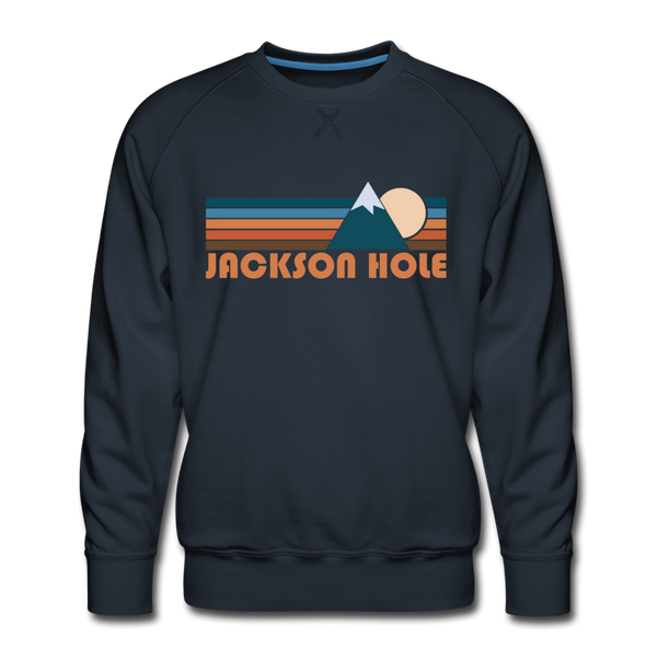 Premium Jackson Hole, Wyoming Sweatshirt - Retro Mountain Premium Men's Jackson Hole Sweatshirt - navy