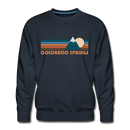 Premium Colorado Springs, Colorado Sweatshirt - Retro Mountain Premium Men's Colorado Springs Sweatshirt - navy