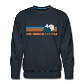 Premium Colorado Springs, Colorado Sweatshirt - Retro Mountain Premium Men's Colorado Springs Sweatshirt - navy