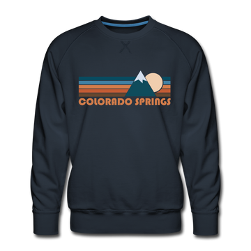 Premium Colorado Springs, Colorado Sweatshirt - Retro Mountain Premium Men's Colorado Springs Sweatshirt - navy