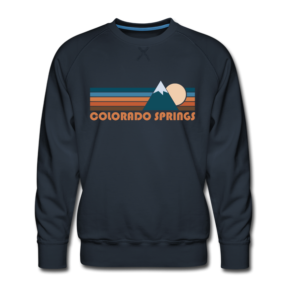 Premium Colorado Springs, Colorado Sweatshirt - Retro Mountain Premium Men's Colorado Springs Sweatshirt - navy