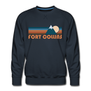 Premium Fort Collins, Colorado Sweatshirt - Retro Mountain Premium Men's Fort Collins Sweatshirt - navy