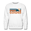 Premium Golden, Colorado Sweatshirt - Retro Mountain Premium Men's Golden Sweatshirt - white