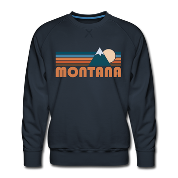 Premium Montana Sweatshirt - Retro Mountain Premium Men's Montana Sweatshirt - navy