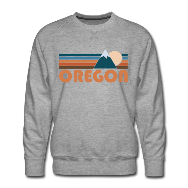 Premium Oregon Sweatshirt - Retro Mountain Premium Men's Oregon Sweatshirt - heather grey
