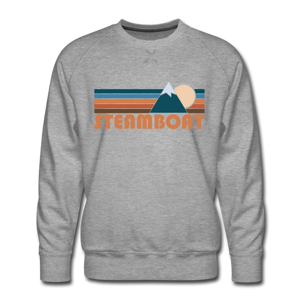 Premium Steamboat, Colorado Sweatshirt - Retro Mountain Premium Men's Steamboat Sweatshirt - heather grey