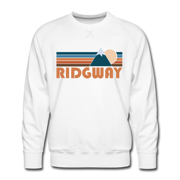 Premium Ridgway, Colorado Sweatshirt - Retro Mountain Premium Men's Ridgway Sweatshirt - white