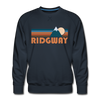 Premium Ridgway, Colorado Sweatshirt - Retro Mountain Premium Men's Ridgway Sweatshirt - navy