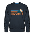 Premium Ridgway, Colorado Sweatshirt - Retro Mountain Premium Men's Ridgway Sweatshirt - navy
