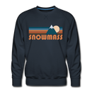 Premium Snowmass, Colorado Sweatshirt - Retro Mountain Premium Men's Snowmass Sweatshirt - navy
