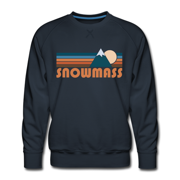 Premium Snowmass, Colorado Sweatshirt - Retro Mountain Premium Men's Snowmass Sweatshirt - navy