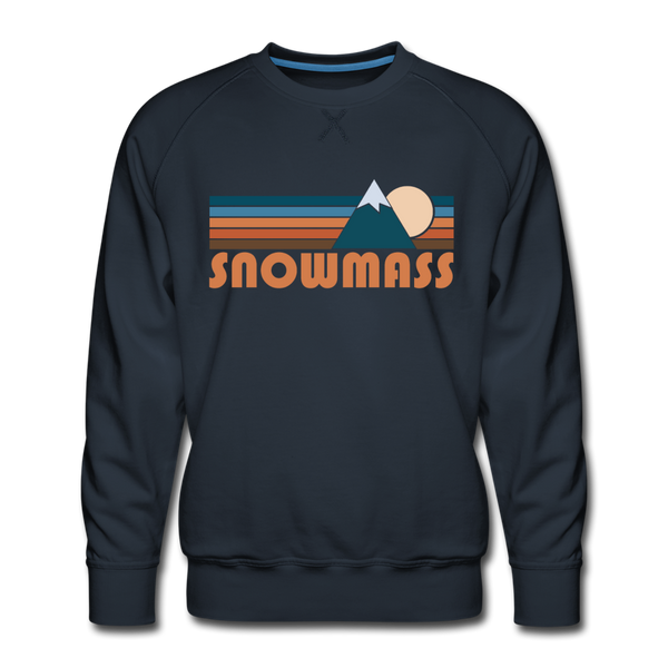 Premium Snowmass, Colorado Sweatshirt - Retro Mountain Premium Men's Snowmass Sweatshirt - navy