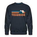 Premium Telluride, Colorado Sweatshirt - Retro Mountain Premium Men's Telluride Sweatshirt - navy