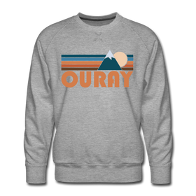 Premium Ouray, Colorado Sweatshirt - Retro Mountain Premium Men's Ouray Sweatshirt - heather grey