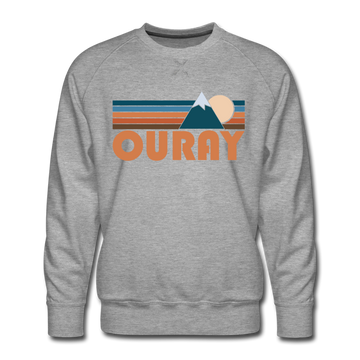 Premium Ouray, Colorado Sweatshirt - Retro Mountain Premium Men's Ouray Sweatshirt - heather grey