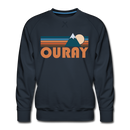 Premium Ouray, Colorado Sweatshirt - Retro Mountain Premium Men's Ouray Sweatshirt - navy