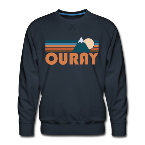 Premium Ouray, Colorado Sweatshirt - Retro Mountain Premium Men's Ouray Sweatshirt - navy