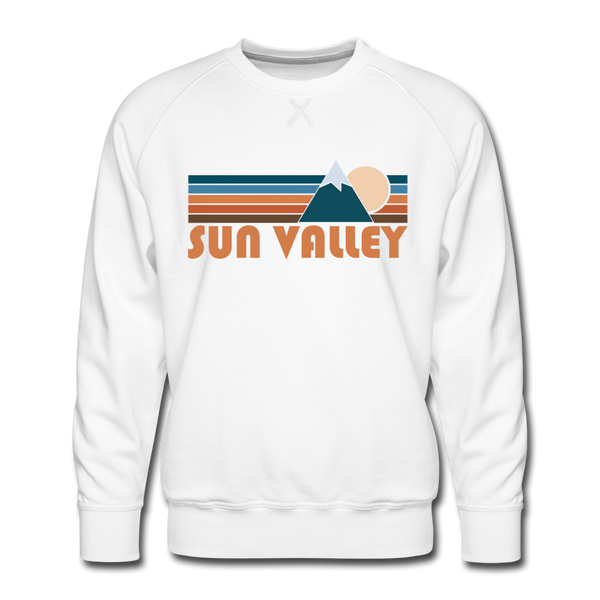 Premium Sun Valley, Idaho Sweatshirt - Retro Mountain Premium Men's Sun Valley Sweatshirt - white