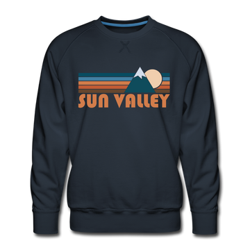 Premium Sun Valley, Idaho Sweatshirt - Retro Mountain Premium Men's Sun Valley Sweatshirt - navy
