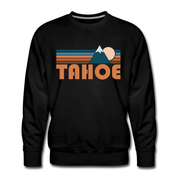 Premium Tahoe, California Sweatshirt - Retro Mountain Premium Men's Tahoe Sweatshirt - black