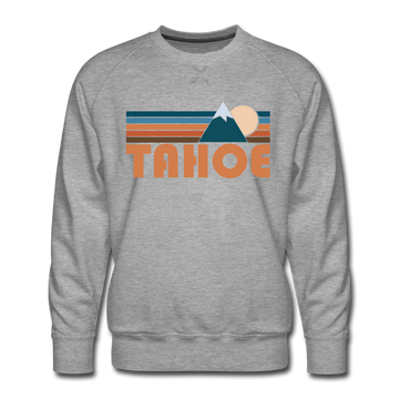 Premium Tahoe, California Sweatshirt - Retro Mountain Premium Men's Tahoe Sweatshirt - heather grey