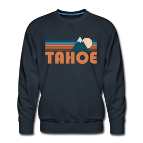 Premium Tahoe, California Sweatshirt - Retro Mountain Premium Men's Tahoe Sweatshirt - navy