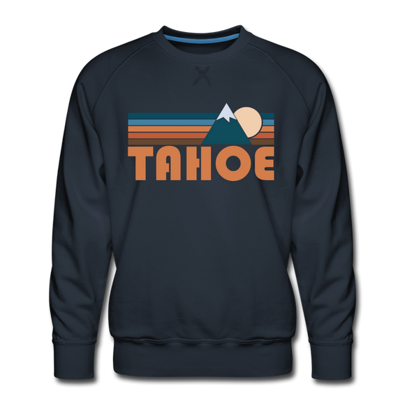 Premium Tahoe, California Sweatshirt - Retro Mountain Premium Men's Tahoe Sweatshirt - navy