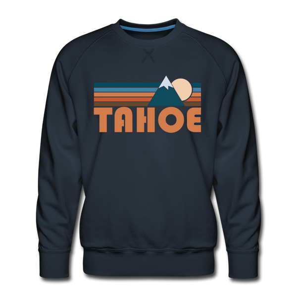 Premium Tahoe, California Sweatshirt - Retro Mountain Premium Men's Tahoe Sweatshirt - navy